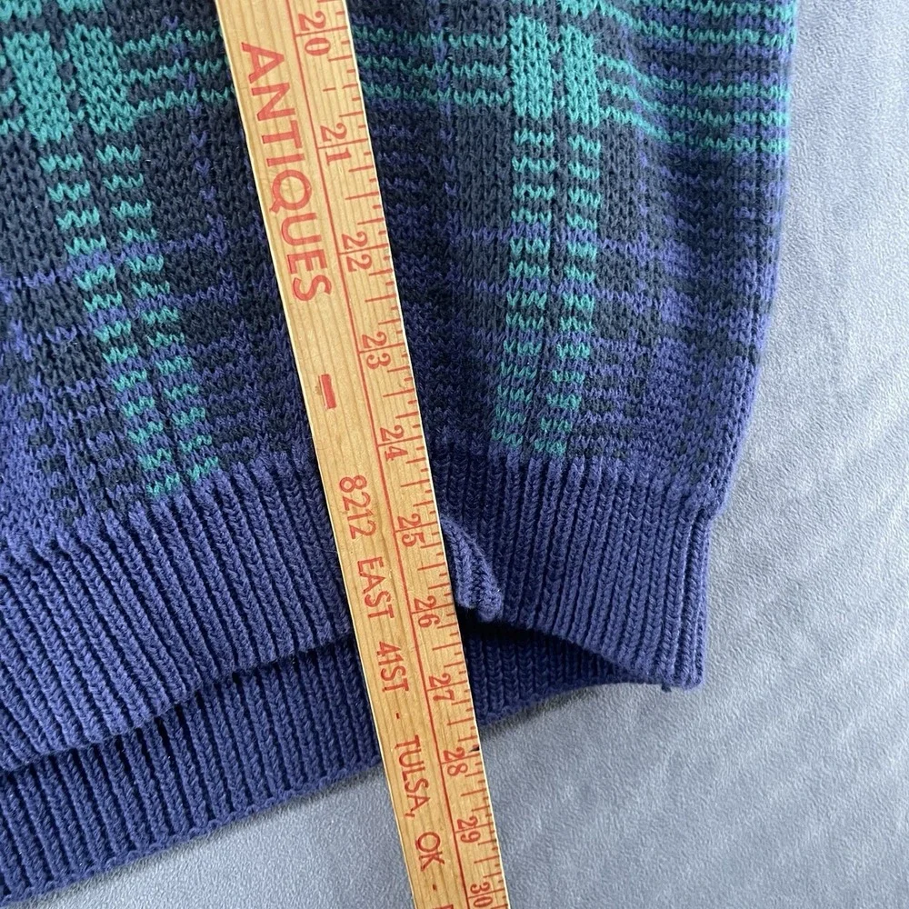 Y2K Vintage GAP Plaid Knit Sweater Vest Navy Green L 100% Cotton